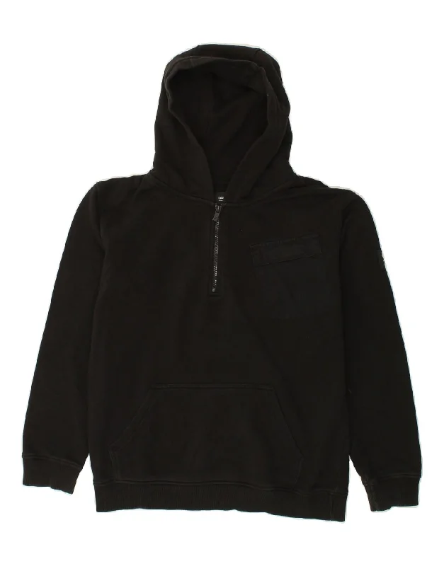 men's hoodies with quotes -LYLE & SCOTT Boys Zip Neck Hoodie Jumper 14-15 Years Medium  Black Cotton