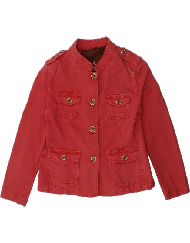 men's rain jackets -MASSIMO DUTTI Girls Military Denim Jacket 5-6 Years Red Cotton