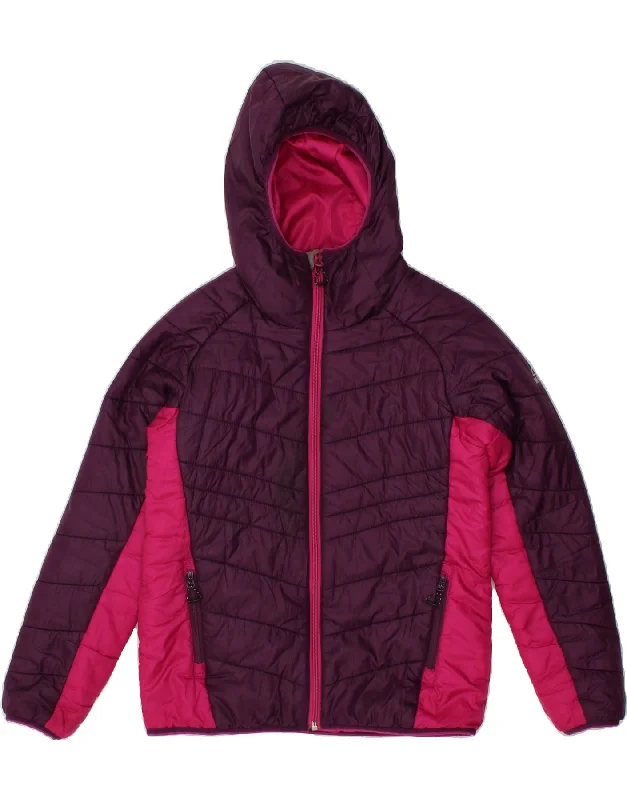 men's down jackets -MC KINLEY Girls Hooded Padded Jacket 11-12 Years Purple Colourblock