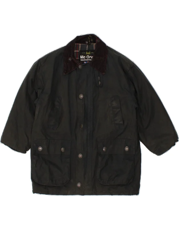 men's running jackets -MC ORVIS Boys Waxed Cotton Jacket 5-6 Years Black Cotton