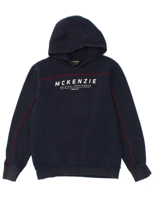 men's hoodies for layering -MCKENZIE Boys Graphic Hoodie Jumper 13-14 Years Navy Blue