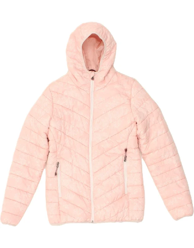 men's thermal jackets -MCKINLEY Girls Abstract Pattern Hooded Padded Jacket 11-12 Years Pink