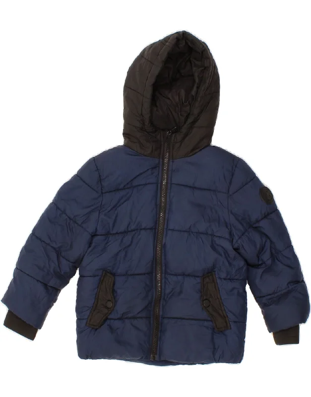 men's functional winter jackets -MICHAEL KORS Boys Hooded Padded Jacket 2-3 Years Navy Blue Colourblock