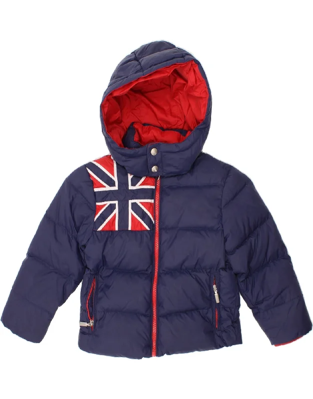 men's urban jackets -MOSCHINO Boys Graphic Hooded Padded Jacket 2-3 Years Navy Blue Polyamide