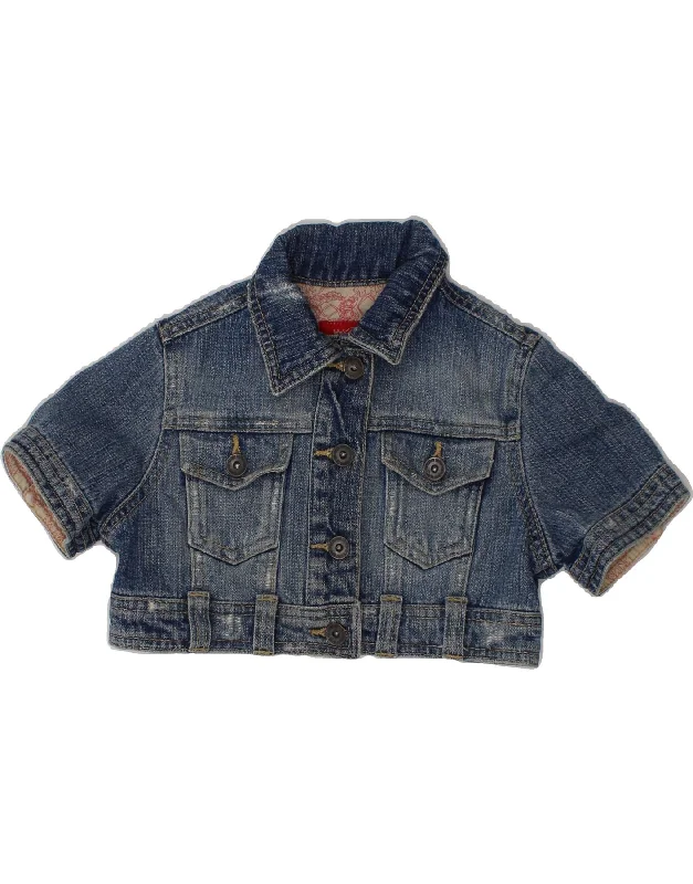 men's jacket for cold weather -MOSSIMO Baby Girls Short Sleeve Denim Jacket 9-12 Months XS Blue Cotton