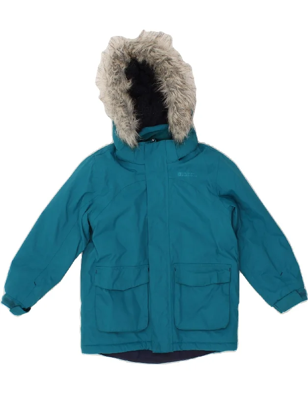 men's classic bomber jackets -MOUNTAIN WAREHOUSE Boys Hooded Rain Jacket 5-6 Years Blue Nylon