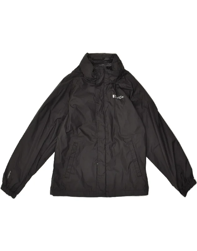 men's down jackets -MOUNTAIN WAREHOUSE Boys Hooded Rain Jacket 7-8 Years Black Nylon