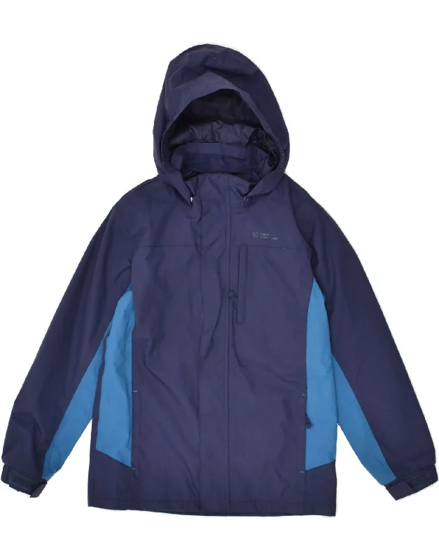 men's wool jackets -MOUNTAIN WAREHOUSE Boys Hooded Rain Jacket 9-10 Years Navy Blue