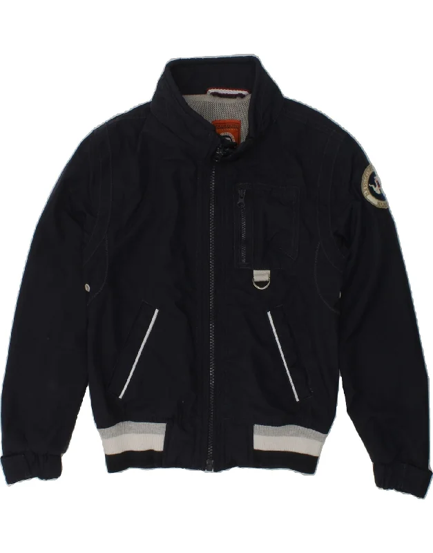 men's casual zip jackets -NAPAPIJRI Boys Graphic Bomber Jacket 5-6 Years Navy Blue Polyamide