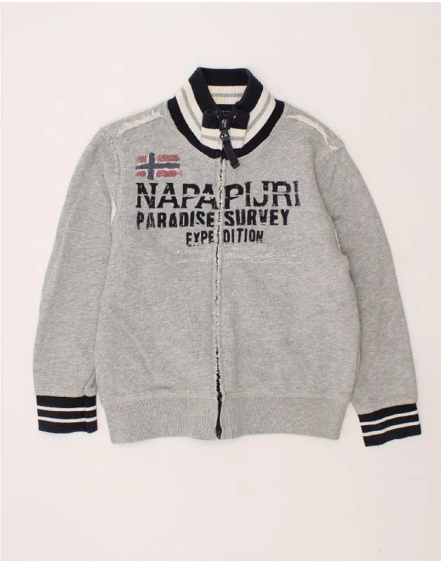 men's modern jacket styles -NAPAPIJRI Boys Graphic Tracksuit Top Jacket 3-4 Years Grey