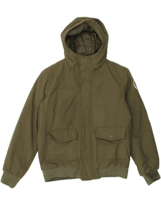 men's sports jackets -NAPAPIJRI Boys Hooded Bomber Jacket 11-12 Years Khaki Polyester