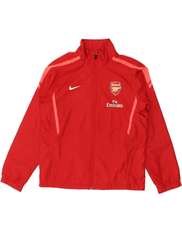 men's outdoor hiking jackets -NIKE Boys Arsenal Tracksuit Top Jacket 10-11 Years Medium Red Polyester