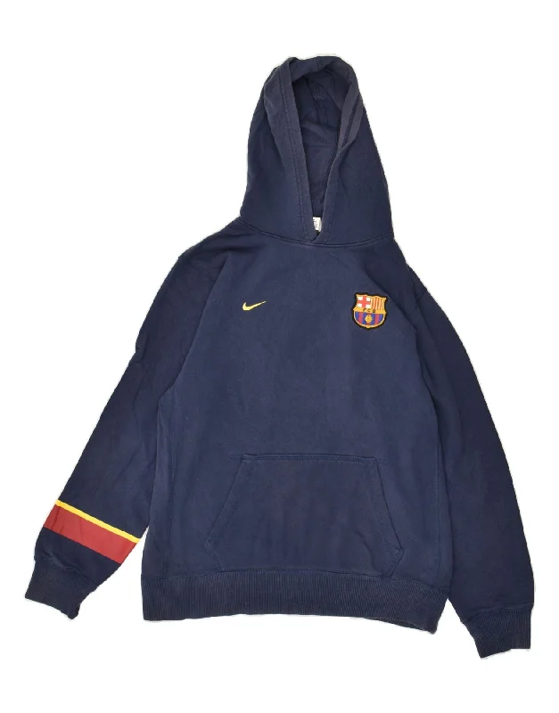 men's winter sweatshirts -NIKE Boys Barcelona Hoodie Jumper 13-14 Years XL Navy Blue Cotton