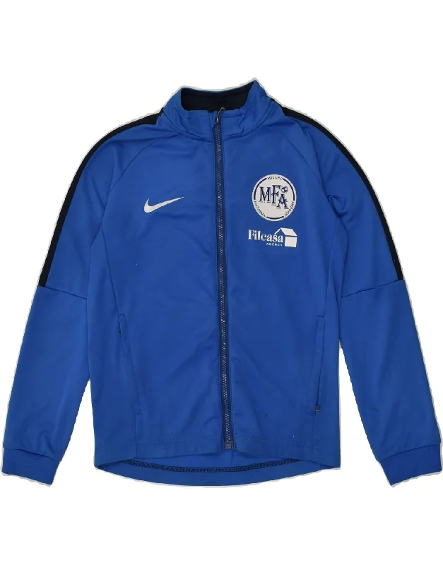 men's zip-up jackets -NIKE Boys Dri Fit Graphic Tracksuit Top Jacket 10-11 Years Medium Blue