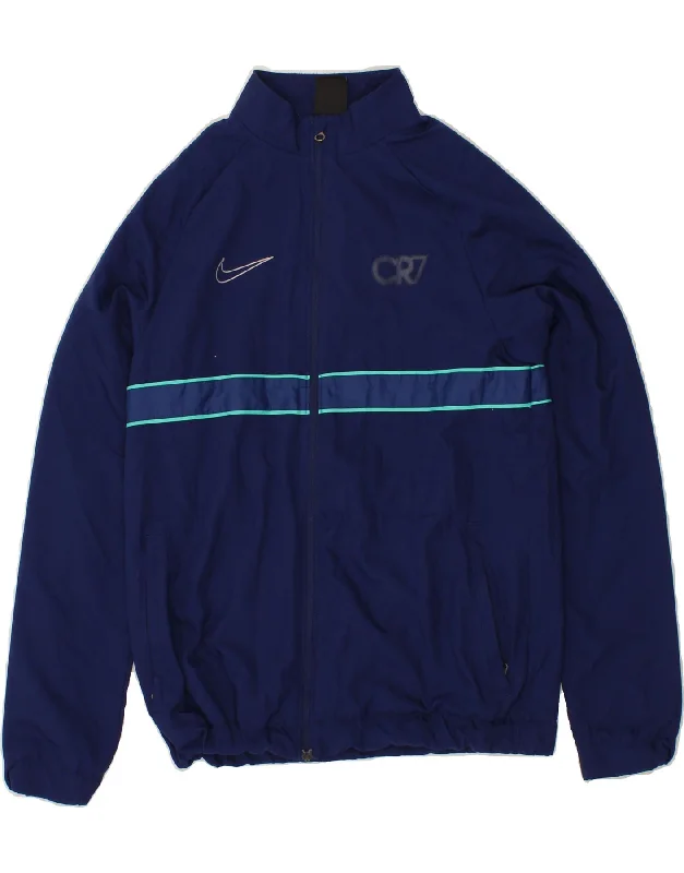 men's long trench jackets -NIKE Boys Dri Fit Graphic Tracksuit Top Jacket 13-14 Years XL Blue