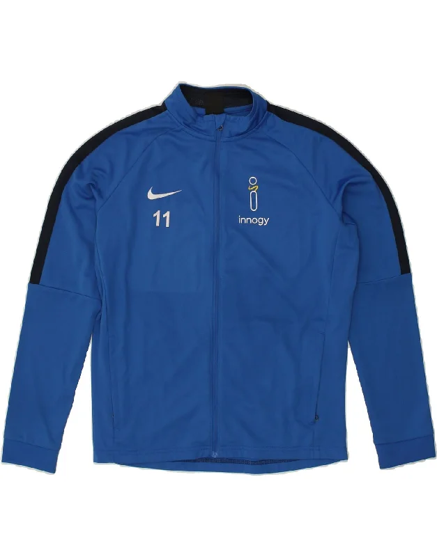 men's hooded jackets -NIKE Boys Dri Fit Graphic Tracksuit Top Jacket 13-14 Years XL Blue