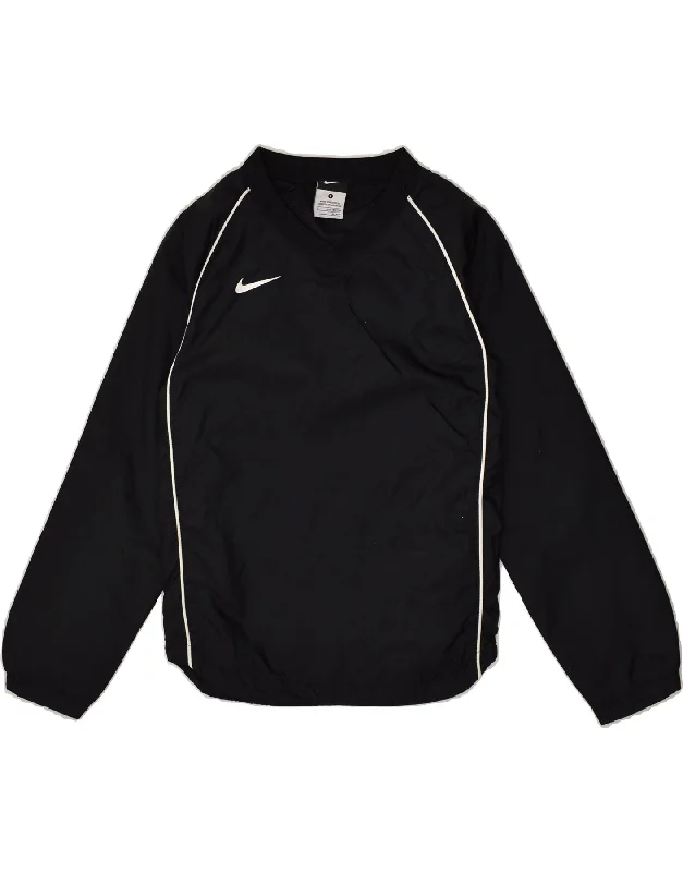 men's thermal jackets -NIKE Boys Dri Fit Pullover Tracksuit Top Jacket 8-9 Years Small Black