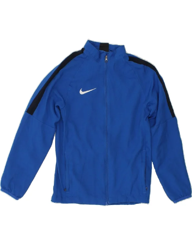 men's coat jackets -NIKE Boys Dri Fit Tracksuit Top Jacket 10-11 Years Medium  Blue Polyester