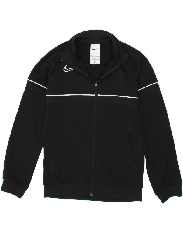 men's insulated rain jackets -NIKE Boys Dri Fit Tracksuit Top Jacket 8-9 Years Small Black Polyester