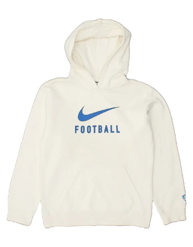 men's hoodie with unique prints -NIKE Boys Football Graphic Hoodie Jumper 12-13 Years Large  Off White