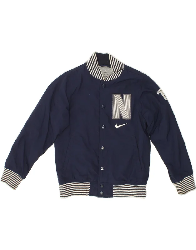 men's insulated jackets -NIKE Boys Graphic Bomber Jacket 8-9 Years Small  Navy Blue Nylon