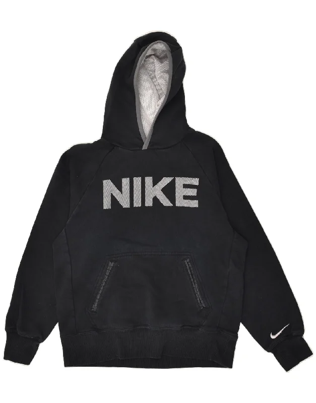 men's casual sweatshirts -NIKE Boys Graphic Hoodie Jumper 10-11 Years Medium  Black Cotton