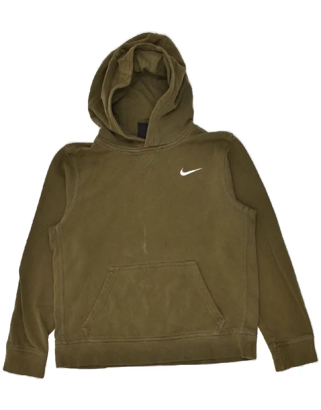 men's fleece zip-up hoodies -NIKE Boys Graphic Hoodie Jumper 12-13 Years Large  Green Cotton