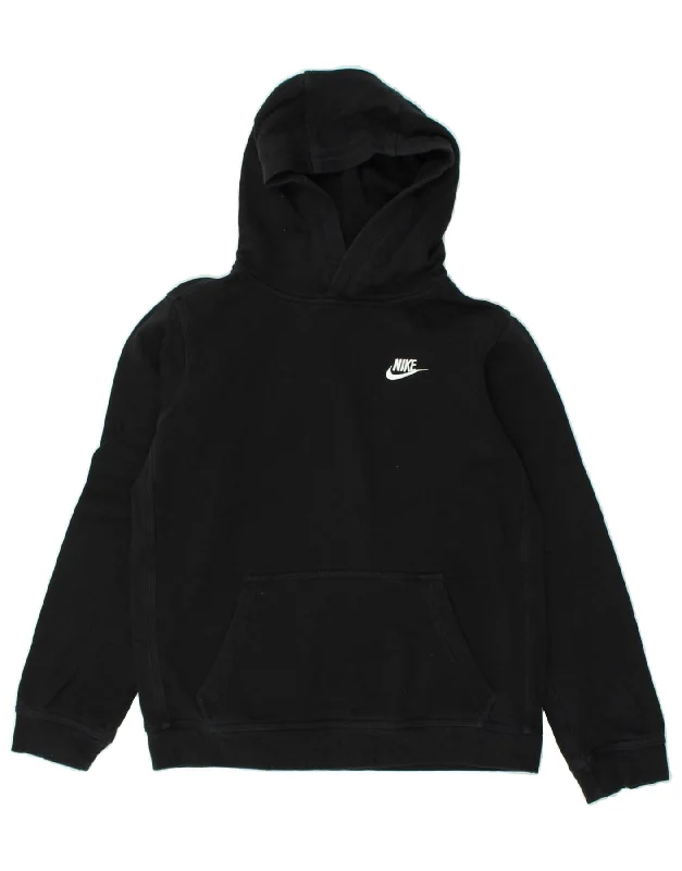 men's lightweight fleece hoodies -NIKE Boys Graphic Hoodie Jumper 13-14 Years XL Black Cotton