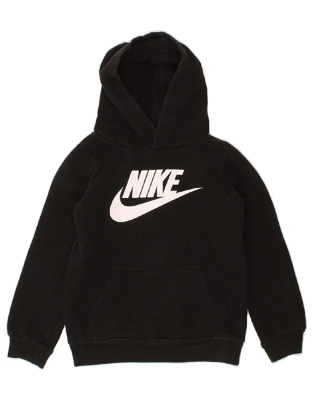 men's winter sweatshirts -NIKE Boys Graphic Hoodie Jumper 5-6 Years Medium Black Cotton