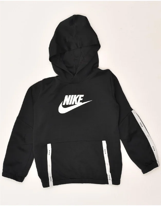 men's hoodie for cold weather -NIKE Boys Graphic Hoodie Jumper 7-8 Years XS Black Polyester