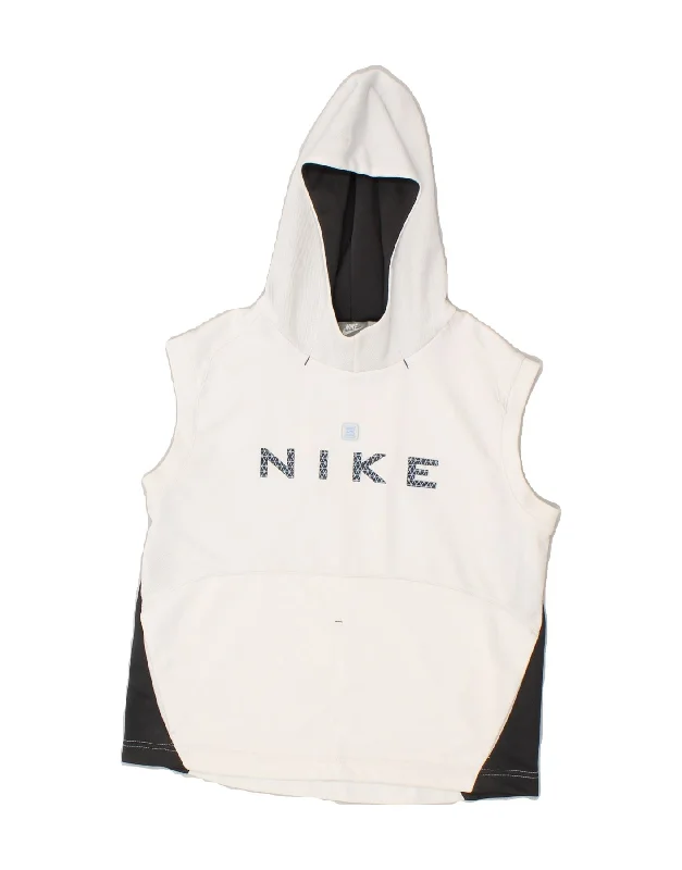 men's basic sweatshirts -NIKE Boys Graphic Sleeveless Hoodie Jumper 8-9 Years Small White