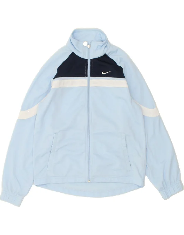 men's outdoor waterproof jackets -NIKE Boys Graphic Tracksuit Top Jacket 10-11 Years Medium Blue Colourblock