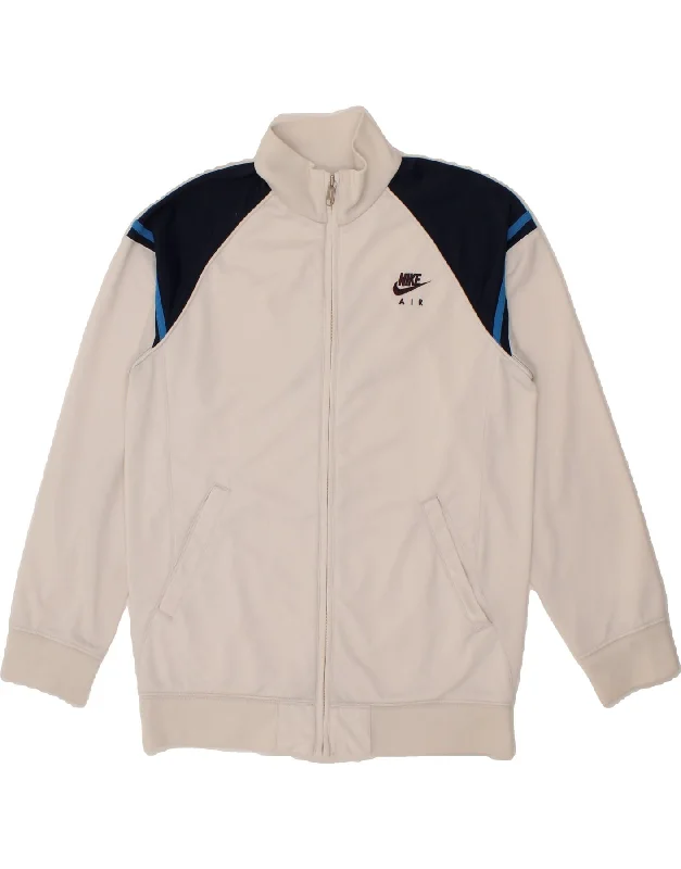 men's leather jackets -NIKE Boys Graphic Tracksuit Top Jacket 13-14 Years XL White Colourblock