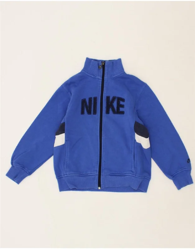 men's comfortable jackets -NIKE Boys Graphic Tracksuit Top Jacket 7-8 Years XL Blue Colourblock