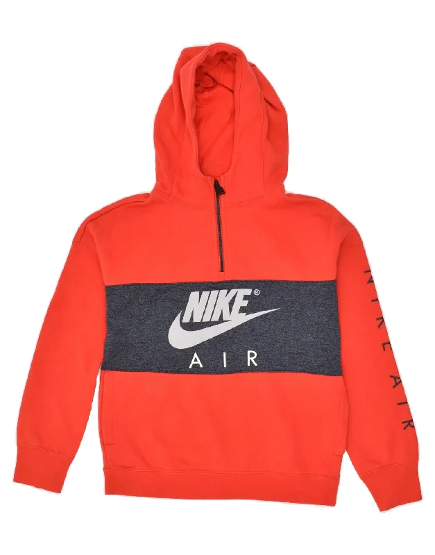 men's hoodie for hiking -NIKE Boys Graphic Zip Neck Hoodie Jumper 12-13 Years Large  Red