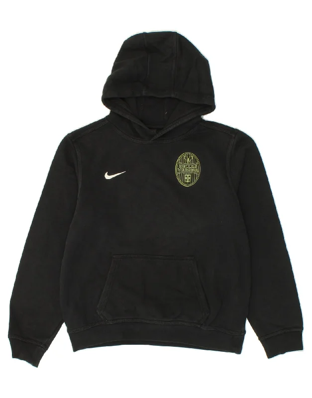 men's zip-up sweatshirts -NIKE Boys HELLAS VERONA Graphic Hoodie Jumper 12-13 Years Large Black