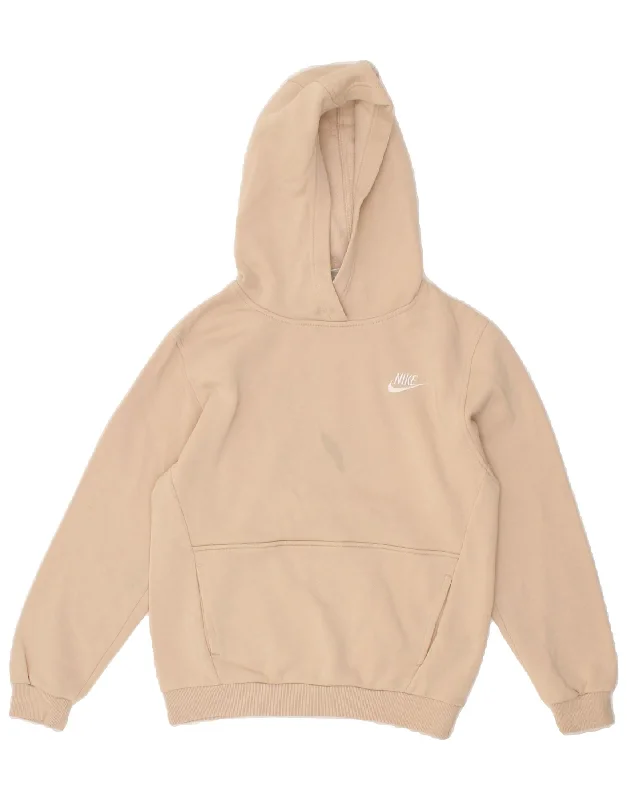 men's hoodies for layering -NIKE Boys Hoodie Jumper 12-13 Years Large Beige Cotton