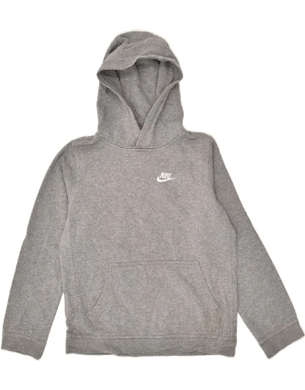 men's lightweight hoodies -NIKE Boys Hoodie Jumper 12-13 Years Large  Grey Cotton