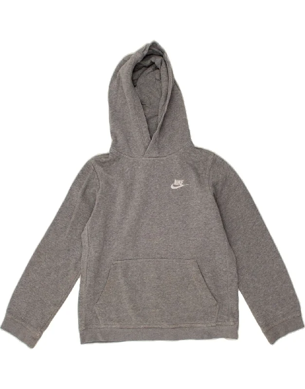 men's relaxed fit sweatshirts -NIKE Boys Hoodie Jumper 12-13 Years Large Grey Cotton