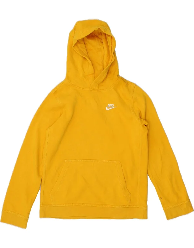 men's eco-friendly hoodies -NIKE Boys Hoodie Jumper 12-13 Years Large Yellow Cotton