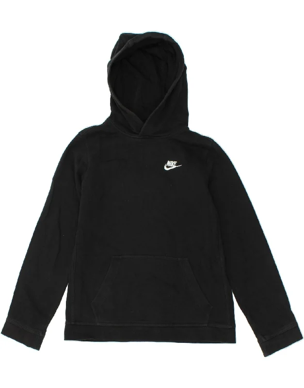 men's fleece zip-up hoodies -NIKE Boys Hoodie Jumper 13-14 Years XL Black Cotton