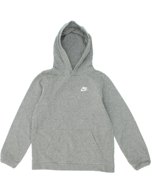 men's lightweight zip-up hoodies -NIKE Boys Hoodie Jumper 13-14 Years XL Grey Cotton