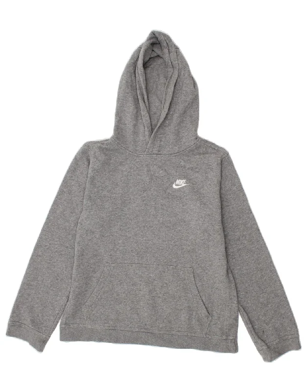 men's relaxed fit sweatshirts -NIKE Boys Hoodie Jumper 13-14 Years XL Grey Flecked Cotton