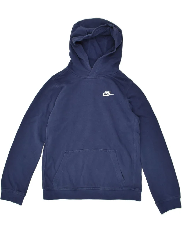 men's lightweight hoodies -NIKE Boys Hoodie Jumper 13-14 Years XL Navy Blue Cotton