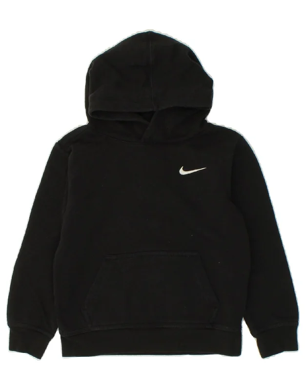 men's hoodie sweatshirt -NIKE Boys Hoodie Jumper 5-6 Years Medium  Black Cotton