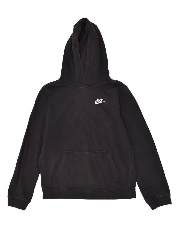 men's winter pullover sweatshirts -NIKE Boys Standard Fit Hoodie Jumper 13-14 Years XL Black Cotton