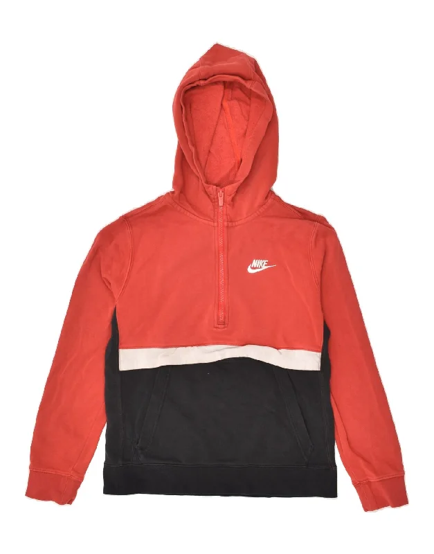 men's hoodies with logos -NIKE Boys Standard Fit Zip Neck Hoodie Jumper 12-13 Years Large  Red