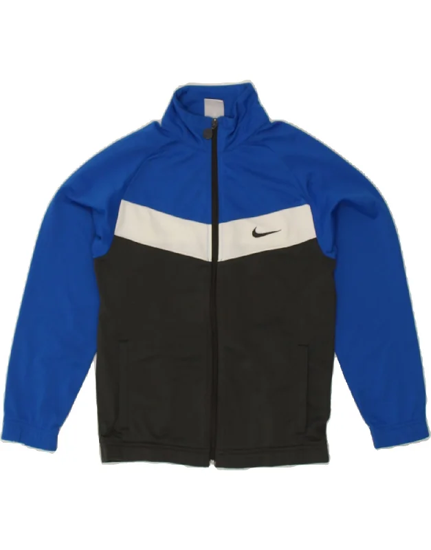 men's lightweight jackets -NIKE Boys Tracksuit Top Jacket 10-11 Years Medium Blue Colourblock