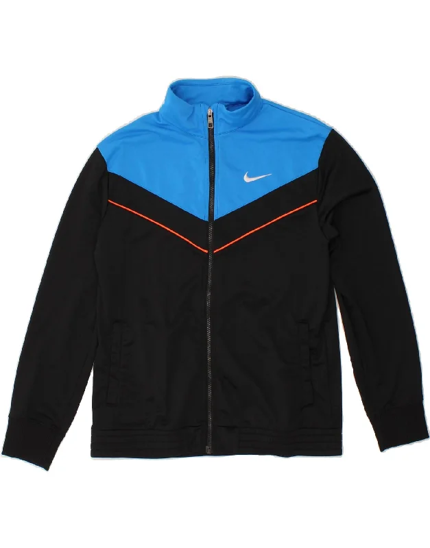 men's waterproof outdoor jackets -NIKE Boys Tracksuit Top Jacket 13-14 Years XL Black Colourblock Polyester