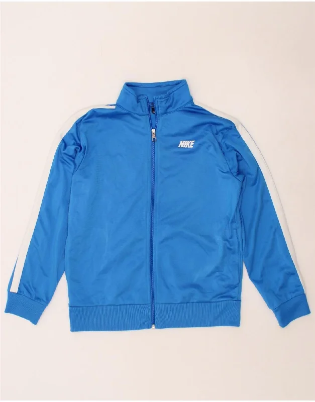 men's fleece-lined jackets -NIKE Boys Tracksuit Top Jacket 13-14 Years XL Blue Colourblock Polyester